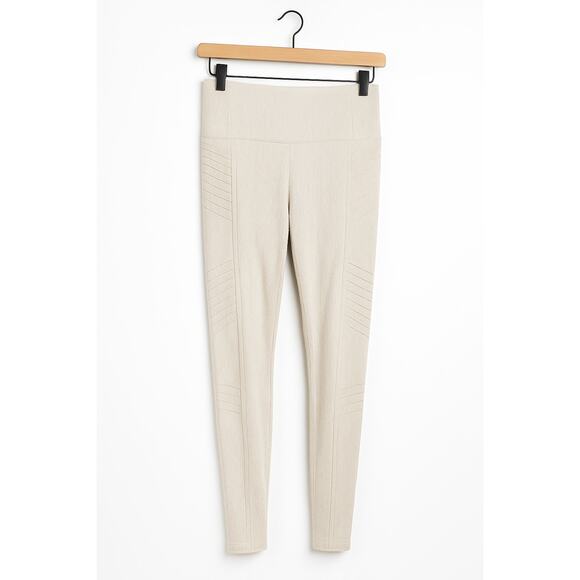 Athleta Delancey Moto Leggings Beige Textured Pockets Size Small - Picture 1 of 6
